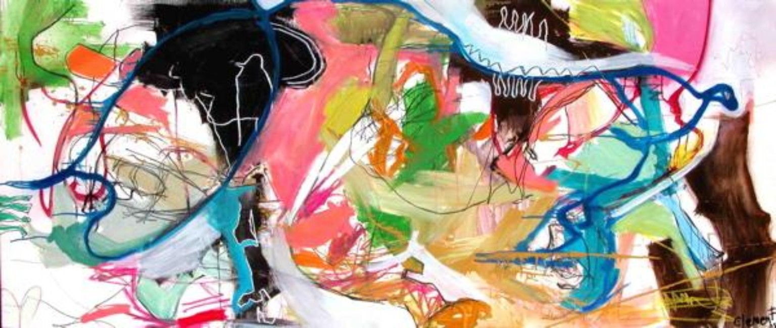 Bright gestural abstract composition